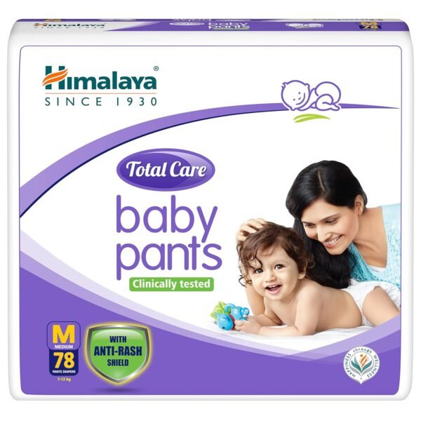 Himalaya Total Care Baby Pants Diapers, Medium (7- 12 kg), 78 Count, With Anti-Rash Shield, Rapid Absorption, Superior Comfort, Clinically tested