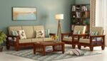 Home furniture Wooden Sofa Set for Living Room and Office 5 Seater Teak Finish Handicraft- Handmade
