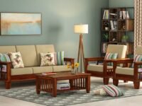 Home furniture Wooden Sofa Set for Living Room and Office 5 Seater Teak Finish Handicraft- Handmade
