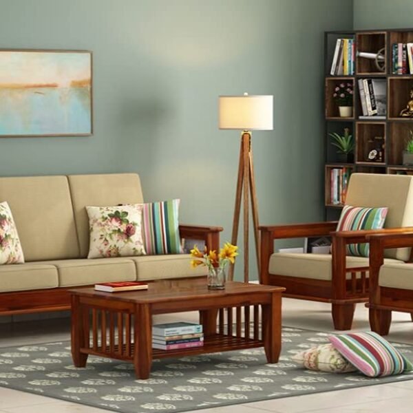 Home furniture Wooden Sofa Set for Living Room and Office 5 Seater Teak Finish Handicraft- Handmade