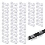 Homeaura 40 Pcs Cable Clips for Wire Management on Wall | Self-Adhesive Wire Organizer Clips for Wall Desk Office Home | Heavy Duty Cable Clips for Laptop Computer | Transparent Wire Clips (9mm)