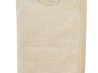 House of Quirk 52 Litre Linen Cotton Collapsible Laundry Basket For Folding Portable Dirty Clothes Storage Hamper (Beige Small Check)