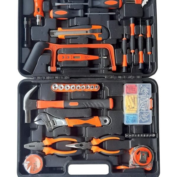 IBELL TB145-9, 145 Piece Socket Wrench Auto Repair Tool Combination Package Mixed Tool Set Hand Tool Kit with Plastic Toolbox Storage Case, orange;black