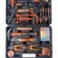 IBELL TB145-9, 145 Piece Socket Wrench Auto Repair Tool Combination Package Mixed Tool Set Hand Tool Kit with Plastic Toolbox Storage Case, orange;black