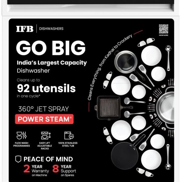 IFB 14 Place Settings with DeepClean® Technology Freestanding Dishwasher (Neptune FX14, White, 70° Hot Water Wash with Hygienic Steam Drying, Perfect for Indian Utensils)