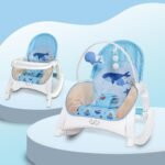 INFANTSO Baby Rocker & Bouncer for 0 to 2 Years (Blue), Chair for Newborn with, Calming Vibrations, Music & Toys, with Feeding Tray