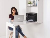 INVISIBLE BED Wall Mounted wall cabinet, foldable Plywood table for Home, Office in Beautiful White (Plywood)