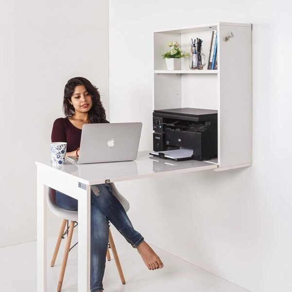 INVISIBLE BED Wall Mounted wall cabinet, foldable Plywood table for Home, Office in Beautiful White (Plywood)