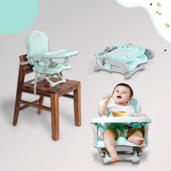 Infantso Booster Chair for Baby Chair for 0 to 3 Year Baby with 4 Level Height Adjustment | Baby Feeding Chair for 0 to 5 Years with 3 Point Safety Belt & Removable Dining Tray for 6 Month to 3 Years