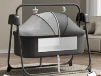 Infantso Premium Electric Baby Cradle Swing - Bluetooth & Remote Control Palna Jhula with Custom Swing Time, Adjustable 5-Speeds, Automatic Swing Cradle for 0-12 Months, Soft Mattress, Safe & Spacious