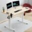 JIN OFFICE Octave Height Adjustable Table Electric| Sit Stand Desk, 2 Year Warranty, 80 Kg Wt. Cap| Standing Desk with Memory Preset, Cup Holder| Stability Crossbar| Maple 1200 * 750mm/25mm Thick Top