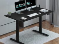 JIN OFFICE Zenith Electric Height Adjustable Table| Standing Desk with 100 Kg Wt. Capacity & 3 Year Warranty| Ergonomic Desk| Sit Stand Table with 3 Memory Preset| Black & Black|1200X750mm/25MM Thick