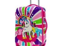 JUNIOR JOE Abs Plastic Hard Shell 8 Wheels 24 Inch 360 Degree Rolling Wheels Travel Trolley Suitcase for Kids (Luggage-5), Pink