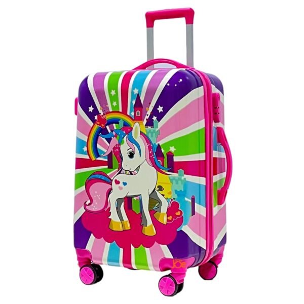 JUNIOR JOE Abs Plastic Hard Shell 8 Wheels 24 Inch 360 Degree Rolling Wheels Travel Trolley Suitcase for Kids (Luggage-5), Pink