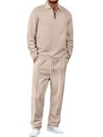 Jawdrobe Men’s Waffle-Check Co-Ord Set | Self-Textured Collar Top | Drawstring Jogger Pants | Cotton-Blend Loungewear/Night-Suit | Casual Travel & Streetwear Two-Piece