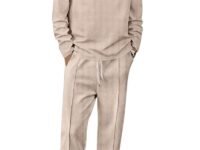 Jawdrobe Men’s Waffle-Check Co-Ord Set | Self-Textured Collar Top | Drawstring Jogger Pants | Cotton-Blend Loungewear/Night-Suit | Casual Travel & Streetwear Two-Piece