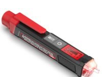 KAIWEETS Voltage Tester/Non-Contact Voltage Tester with Signal, Dual Range AC 12V/70V-1000V, Live/Null Wire Tester, Electrical Tester with LCD Display, Buzzer Alarm (not include battery, black red)