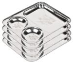 KC Stainless Steel Laser Partition Plate 3 in1 | Bhojan Thali | Dinner Plate Set of 4