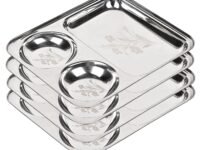 KC Stainless Steel Laser Partition Plate 3 in1 | Bhojan Thali | Dinner Plate Set of 4