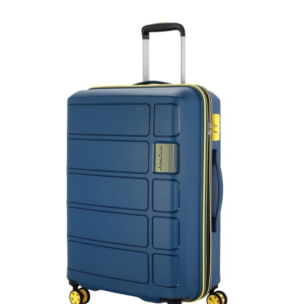 Kamiliant by American Tourister Harrier Zing | Trolley Bag Check-In Medium Size (68 cms) for Travel| Hard Case Polypropylene (PP) Suitcase | 360° 8-Wheel Luggage Trolley | Combination Lock | Navy Blue