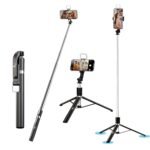 Kratos 2026, Premium K9 Selfie Stick Tripod with Light, 67 inch /170CM Tripod for Mobile Phone, Multi-Functional Bluetooth Long Selfie Stick for Travel, Vlogging, Compatible with All Mobile Phones