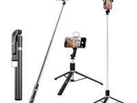 Kratos 2026, Premium K9 Selfie Stick Tripod with Light, 67 inch /170CM Tripod for Mobile Phone, Multi-Functional Bluetooth Long Selfie Stick for Travel, Vlogging, Compatible with All Mobile Phones