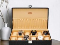 LEDO Men's and Women's Watch Box Holder Organizer Case In 12 Slots of watches In PU Leather with Royal Black color