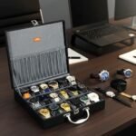 LEDO Men's and Women's Watch Box Organizer Case In 18 Slots of watches In Black color with Gray Velvet