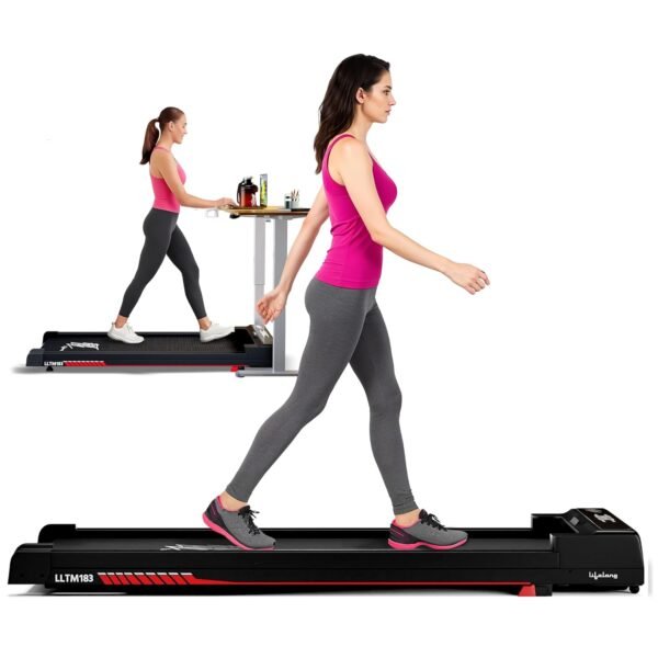 Lifelong Walking Pad Treadmill | 3 HP Brushless Motor | 2-Level Manual Incline | LED Display | Foldable Design | Remote Control | 110 Kg Capacity | 8 Km/h Speed | Home Fitness Walking Machine LLTM183