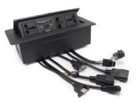 LipiWorld® Popup Box Hydraulic 10 Module Conference Table Connectivity and Data Box HDMI VGA RJ45 USB 3.5 mm Audio Power Hidden Multimedia Desktop Socket
