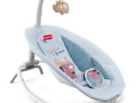 LuvLap Joy-N-Giggles Baby Rocker for Infants Mild Soothing Vibration, Music with Low Volume (Preset Music), 360° Rotating Toy Bar, 3-Point Safety Harness, Remote Control, Grey