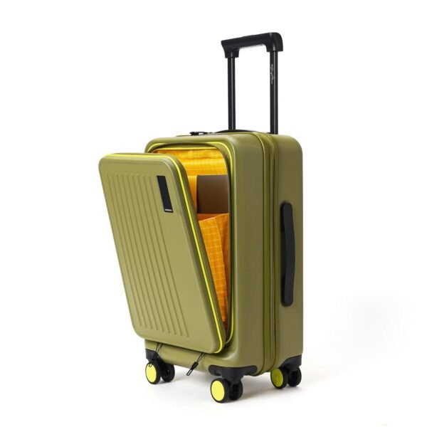 MOKOBARA The Transit Cabin Pro Luggage Small Cabin Size Polycarbonate Hardsided 8 Hinimoto Wheels Suitcase for Travelling (So Matcha Limeray),56 Cm (So Matcha Limeray 2.0)