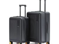 MOKOBARA The Transit Luggage Set of 2 | Cabin & Check-in Suitcases | 40L & 65L Capacity | Polycarbonate Hardshell | TSA Lock & Silent Wheels | for Travel | Black | Money Moves