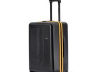 MOKOBARA The Transit Luggage|65L Capacity TSA Lock Silent Ninja Wheels Telescopic Handle Polycarbonate Hardshell|Ideal for Travel & Weekend Getaways (Black Check-in Medium)