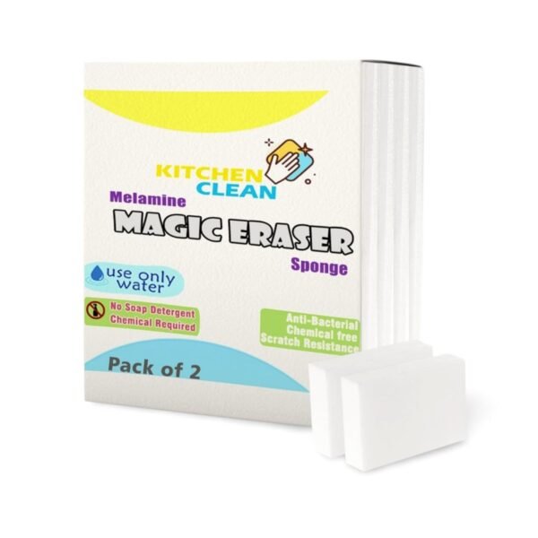 Magic Eraser Sponge for Wall and Kitchen | Nano Tech Chemical-Free | Bathroom Tiles Cleaning, Stain Remover, Wall Pencil Marks Remover, Lime Scale Remover (Pack of 2)