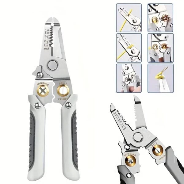 Magnova Multifunctional Wire Stripping Pliers for Electricians, 6 in 1 Stainless Steel Wire Stripper, Cutting, Crimping Precision Hand Tool for Electrical, Automotive, Cords & Cables