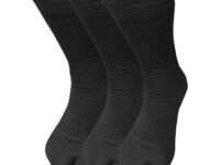 Men's Calf Length Nylon Cotton Thumb Socks (Free Size Black color)
