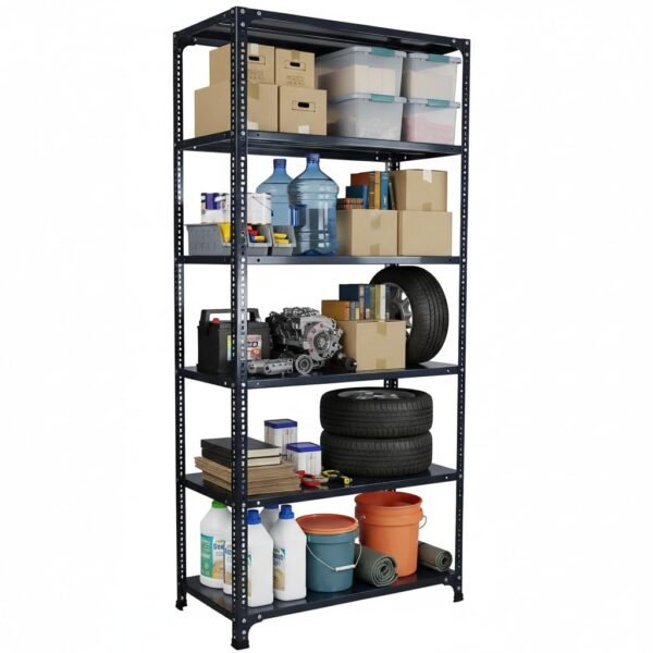 Mil-Nil Prime CRC Sheet 6 Shelf Slotted Angle Rack | Rack for Storage Multipurpose | 22 Gauge Shelves, 16 Gauge Angle Bar | Adjustable Shelves for Home, Office & Shop (78 x 36 x 18 Inch, Grey)