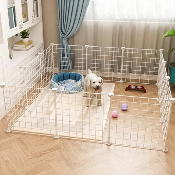 Multipurpose Organiser for Dog/Cats/Small Pets | Playing/Sleeping Cabinet for Dogs/Cats/Small Pets | Foldable House for Dogs/Cats/Small Pets | Bed/Cage for Little Pets (12 Panel, White)