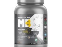 MuscleBlaze Biozyme Iso-Zero, Low Carb Whey Protein Isolate Powder, 27g Isolate Whey Per Scoop (Cookies & Cream, 1kg / 2.2lbs) | USA Patent-Published Enhanced Absorption Formula (EAF)