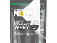MuscleBlaze Biozyme Performance Whey Protein Powder, Unflavoured (1kg Refill Pack) | 25g Protein Per Scoop | Clinically Tested 50% Higher Protein Absorption
