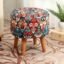 NACIA Printed Sitting Ottoman Stool (16X16X17 Inches) for Living Room, Bedroom | Wooden Pouffes for Sitting & Footrest | Puffy Foot Stool Furniture for Home Decor | Dressing Table Ottoman (Multicross)