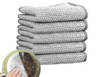 NAREVAL Scrub Pad Wire Dish Cloth Kitchen Dish Wash Scrub Sponge Double-Sided Stainless Steel Scrubber for Utensils Multifunctional Kitchen Cleaning Easy Rinsing Machine Washable (Pack of 5)