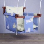 NEW COMERS® Cotton Swing for Kids, Jhula for Baby, Baby Swing Hanging Indoor Outdoor, Baby Garden Swing with Safety Belt & 2 Pillows (6 Months to 4 Years) (Up to 20 kg)-Purple-Yellow (TC 150/300) 904