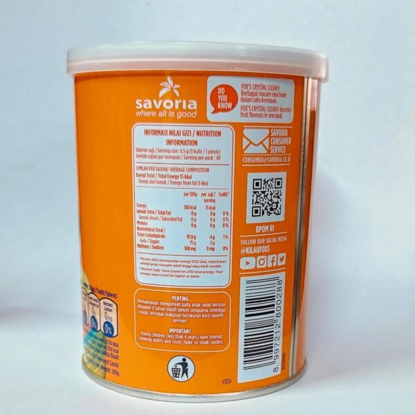 NOTTACIA Fox's Crystal Clear Fruits Gramstrawberry Candy Tin - 180