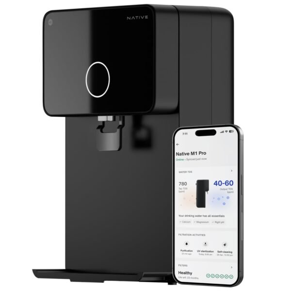 Native M1 Pro Water Purifier by Urban Company | Smart Real-Time Tracking | 10-Stage RO+UV+Copper+Alkaline+Mineraliser | No Service for 2 Years | India's Only 2-year Unconditional Warranty