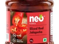 Neo Sliced Red Jalapenos 210g I 100% Vegan I Ready-to-Eat Fibre-Rich Topping for Pizza, Pasta, Snacks and Salads, Non-GMO I (Pack of 1)