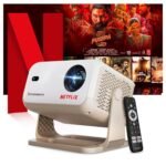 [Netflix Official License] Crossbeats Lumex Flix Projector 4k Ultra HD, 1080p Native, Android 13, WiFi, 16000 Lumens, Smart Mini Projector for Room, Portable Home Cinema, Built-in Apps, 300”Display