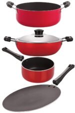 Nirlon Aluminium Non Stick Cookware Pots and Pans Set, 4 Piece (CT11_DKD(M)_SP(M)_CS24)