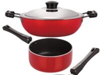 Nirlon Aluminium Non Stick Cookware Pots and Pans Set, 4 Piece (CT11_DKD(M)_SP(M)_CS24)